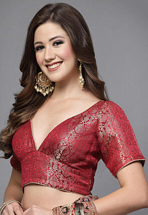 Brocade Blouse in Maroon
