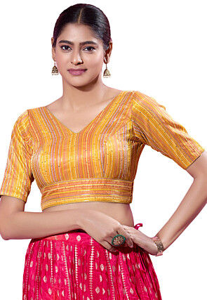 Brocade Blouse in Mustard