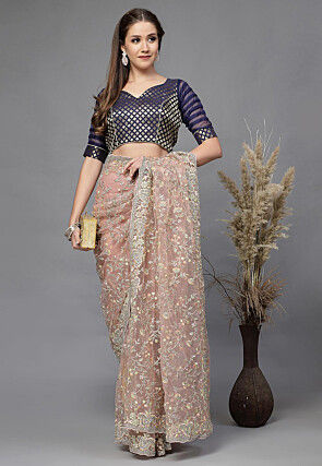 Brocade Blouse in Navy Blue