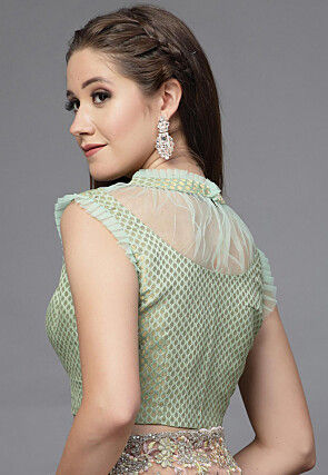 Brocade Sheer Blouse in Sea Green