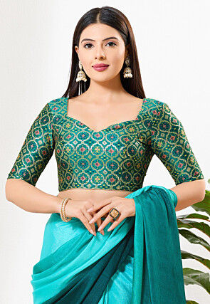 Brocade Blouse in Teal Green