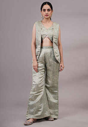 Brocade Co Ord Set in Pastel Green
