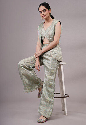 Brocade Co Ord Set in Pastel Green