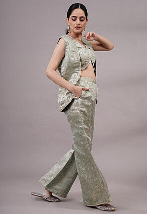 Brocade Co Ord Set in Pastel Green