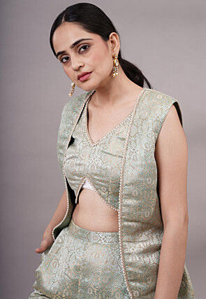 Brocade Co Ord Set in Pastel Green