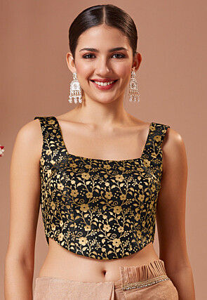 Brocade Corset Blouse in Black