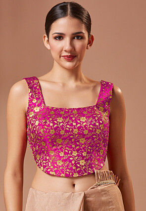 Brocade Corset Blouse in Pink