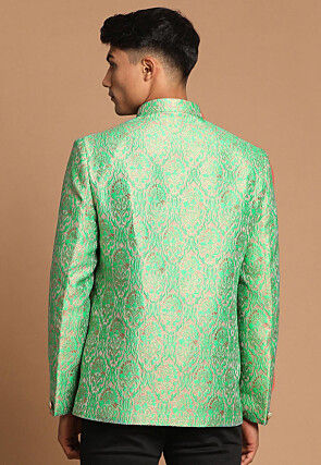 Brocade Jodhpuri Jacket in Antique and Light Blue