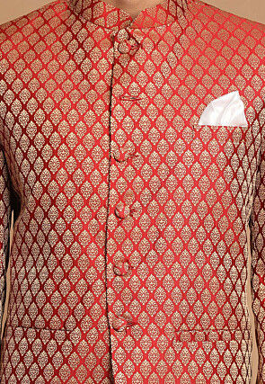 Brocade Jodhpuri Jacket in Maroon