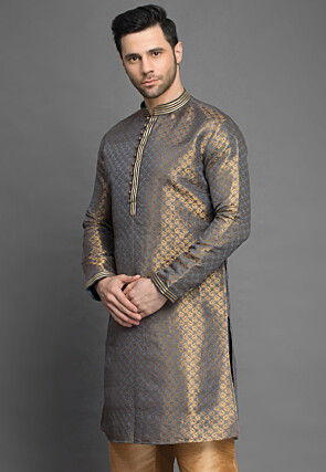 Brocade Kurta in Grey