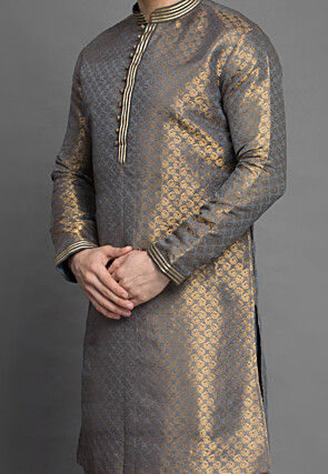 Brocade Kurta in Grey
