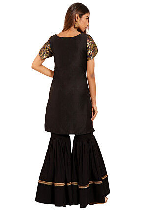 Brocade Kurti Set in Black