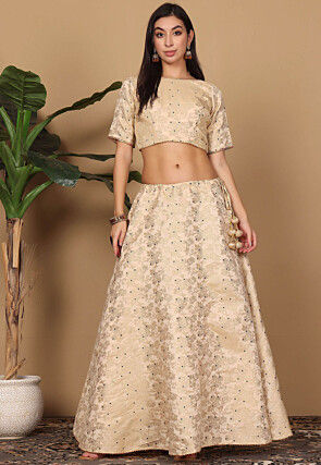 Brocade Lehenga in Beige