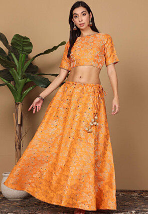 Brocade Lehenga in Orange