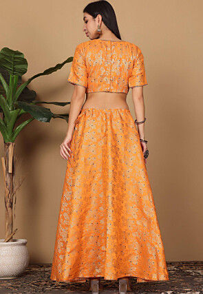 Brocade Lehenga in Orange