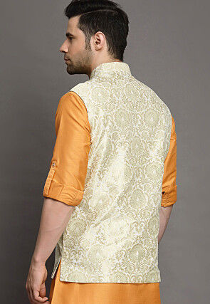 Brocade Nehru Jacket in Cream