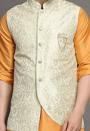 Brocade Nehru Jacket in Cream