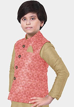 Brocade Nehru Jacket in Pink
