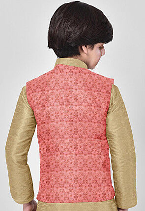 Brocade Nehru Jacket in Pink