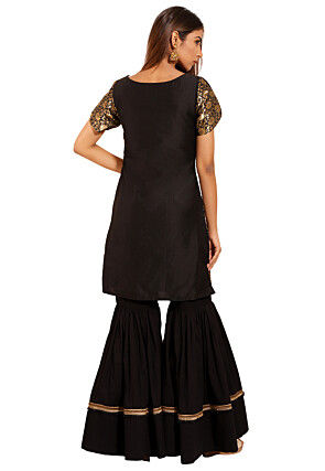 Brocade Pakistani Suit in Black