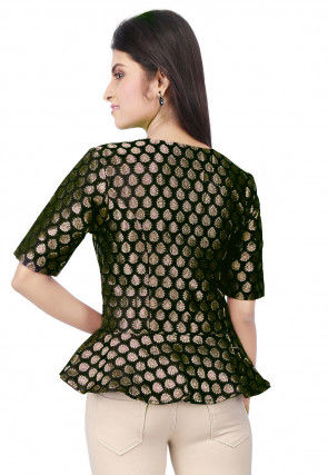 Brocade Peplum Style Top in Black