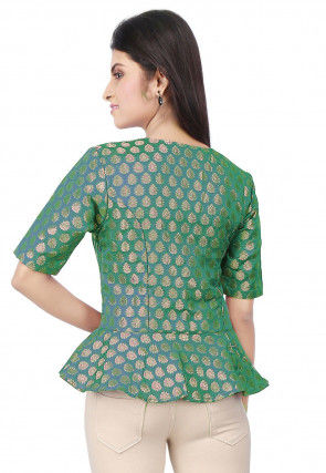 Brocade Peplum Style Top in Green