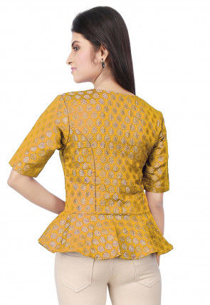 Brocade Peplum Style Top in Yellow