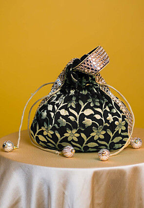 Brocade Potli Bag in Black