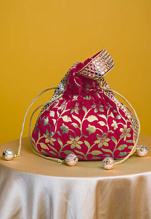 Brocade Potli Bag in Fuchsia