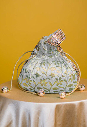 Brocade Potli Bag in Off White