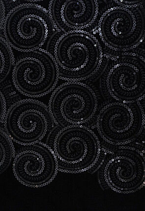 Embroidered Velvet Sherwani in Black