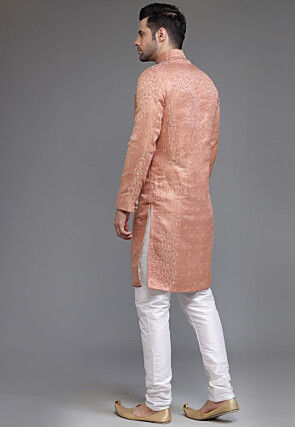 Brocade Sherwani in Peach