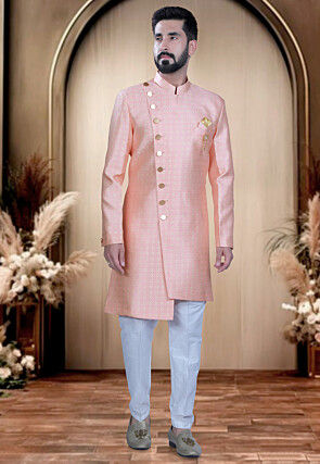 Brocade Sherwani in Pink
