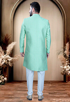 Brocade Sherwani in Sea Green