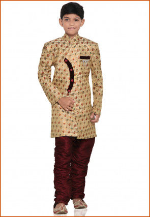Brocade Sherwani set in Beige