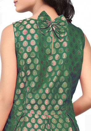 Brocade Short Dress in Dark Green