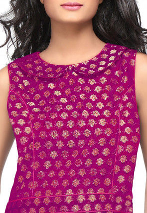 Brocade Short Dress in Magenta