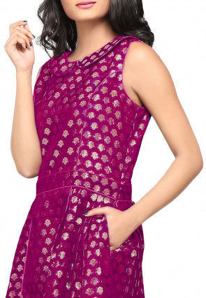 Brocade Short Dress in Magenta