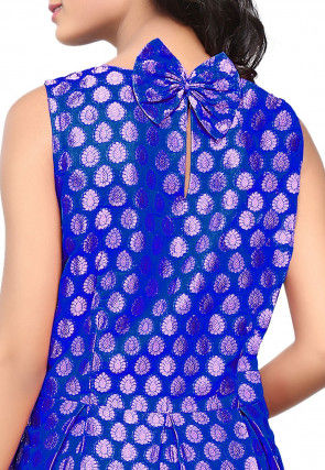 Brocade Short Dress in Royal Blue