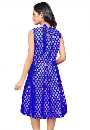 Brocade Short Dress in Royal Blue