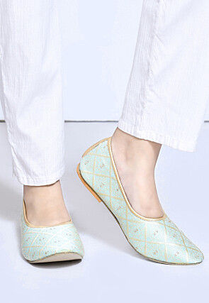 Brocade Women Jutti in Sky Blue