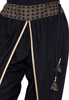 Foil printed Cotton Dhoti Pant in Black