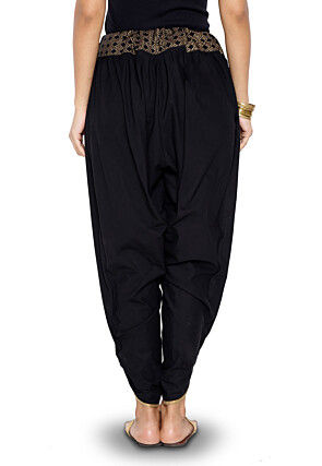 Foil printed Cotton Dhoti Pant in Black