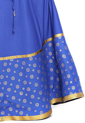 Block Printed Cotton Skirt in Royal Blue
