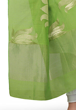 Handloom Cotton Silk Dupatta in Green