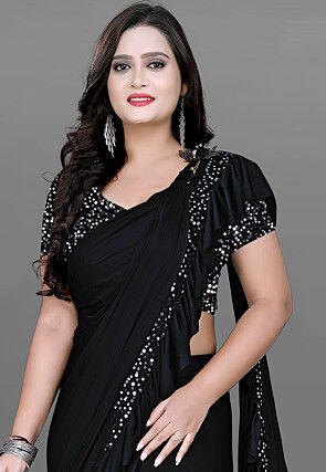 Butterfly Pallu Lycra (Elastane) Saree in Black