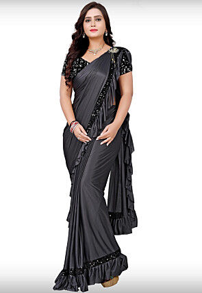 Butterfly Pallu Lycra (Elastane) Saree in Grey