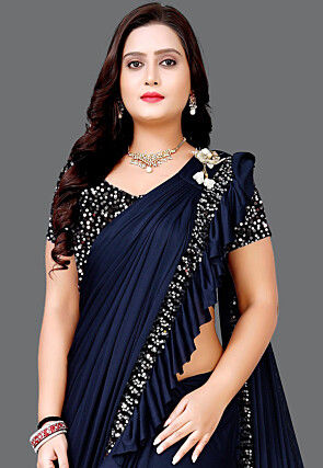 Butterfly Pallu Lycra (Elastane) Saree in Navy Blue