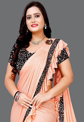 Butterfly Pallu Lycra (Elastane) Saree in Peach
