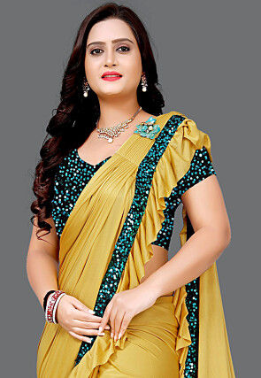 Butterfly Pallu Lycra (Elastane) Saree in Yellow